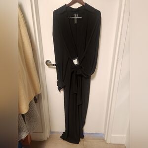 Norma Kamali Tie Front Black Maxi Dress With Tag